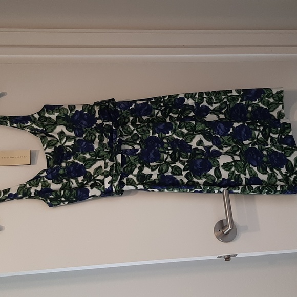 Resort Stella McCartney blue floral pattern shift dress scoop neck belt 6 40 - Picture 5 of 7